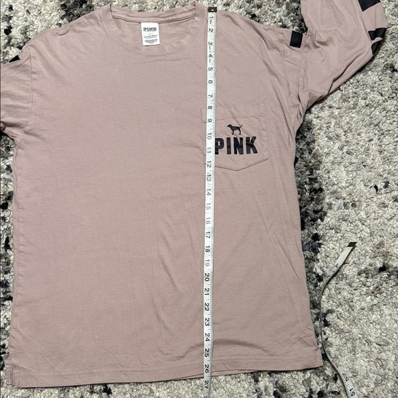 PINK Victoria's Secret Long Sleeve Tee - Soft Pink with Black Accents - Picture 5 of 7